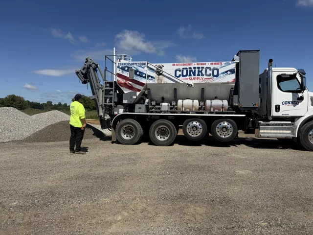 ConkCo Supply concrete truck at the yard